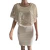 Women Dress Shawl Patchwork Sequin Sheath Solid Color Round Neck Slim Fit