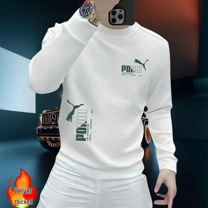 Men's European Light Luxury Printed Hoodie: Autumn/Winter Slim Fit Plus Velvet Top