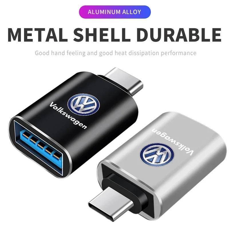 For Volkswagen Car Type-C To USB 3.0 Interface Mini Converter Charging Adapter for Volkswagen VW GTI Rline R Golf Amarok Phaeton