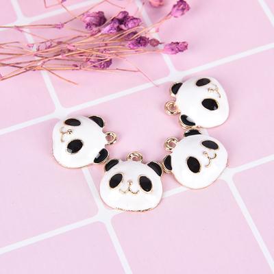 Lot de 10 breloques en alliage émaillé en forme d'animaux panda mignons, pendentifs, bijoux artisanaux, cadeau pour bricolage