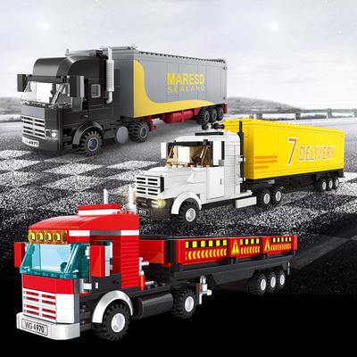 Wanger 4970-4974 Heavy Truck Truck Bus Small Assembled Building Blocks Boys Toy Gifts