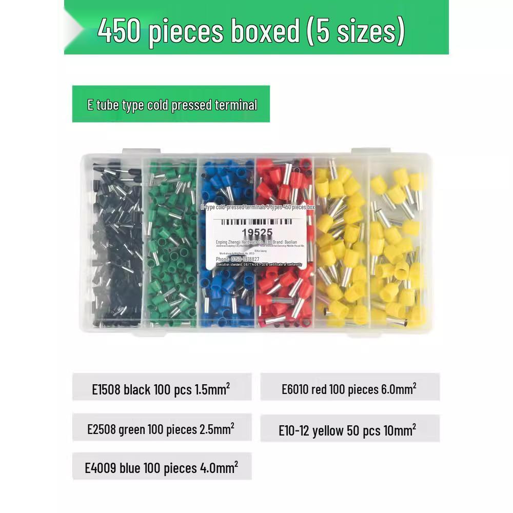 Cold-Pressed Wire Terminal Set with Tube & Pin-Type Copper Connector Crimping Pliers