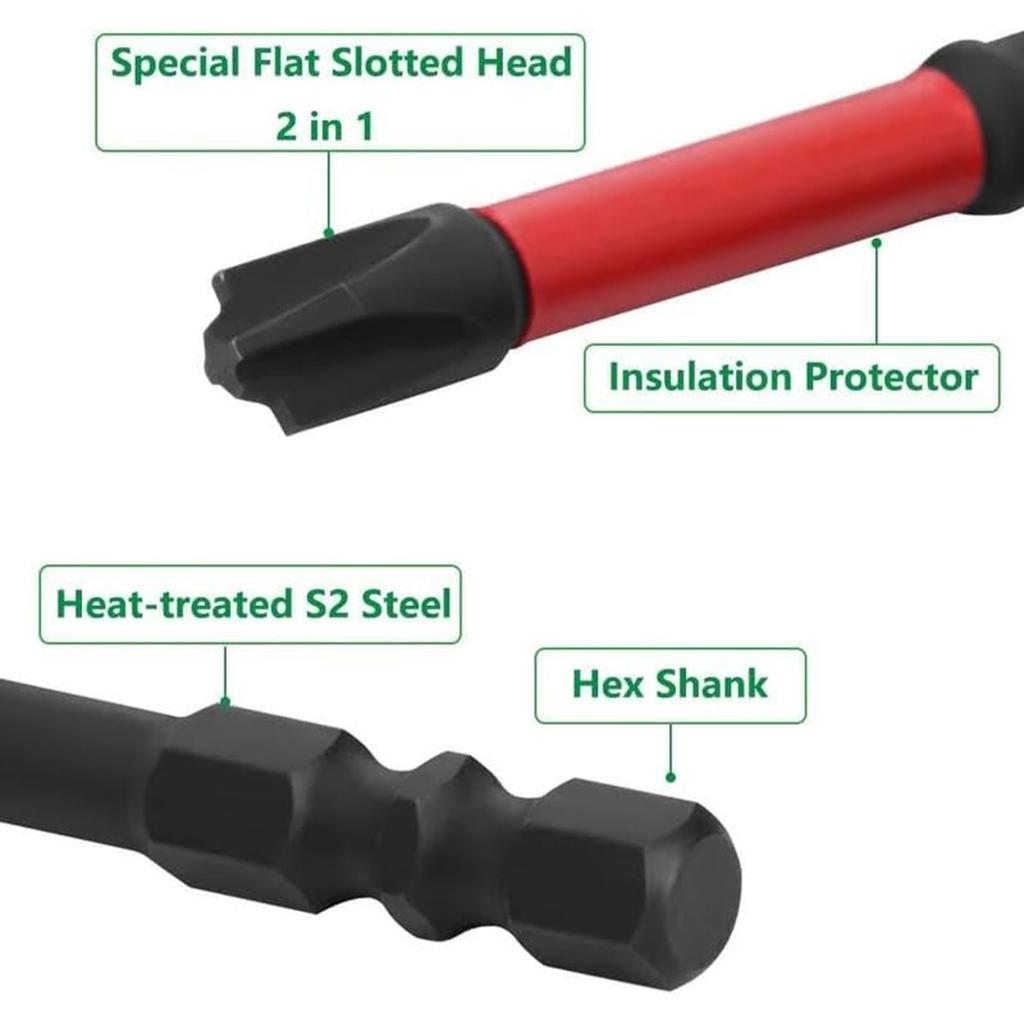 Electrician Screwdriver Bits Hex Shank Screwdriver Bits 1/4" Hex Shank Multi-Tip Screwdriver Set for Professional Repairs