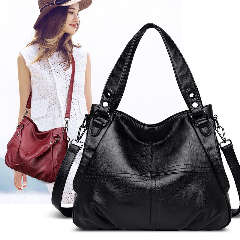 Genuine Leather Large Capacity Women's Handbag – Soft Sheepskin Single Shoulder Crossbody for Middle-Aged & Elderly Ladies
