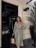 2024 Autumn European & American Long Backless Lace-Up Casual Dress