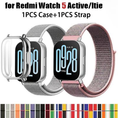 Hoesje + Nylon Band voor Redmi Watch 5 Active / 5 Lite horlogeband voor Xiaomi Redmi Watch 5Lite 5Active Polsband Band en Hoesje