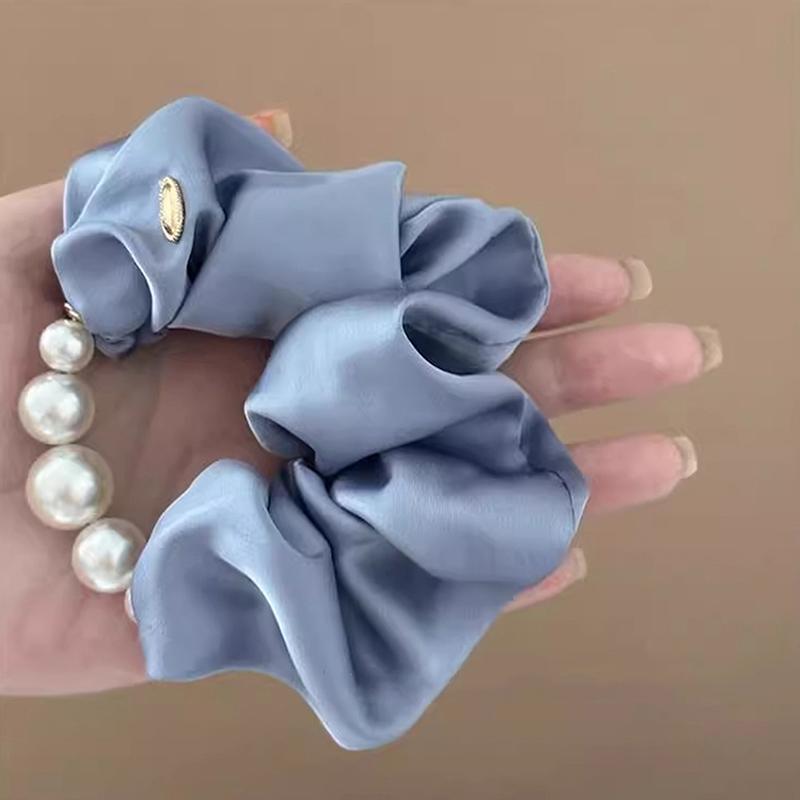 Elegant Pearls Large Scrunchie Hair Band For Women Sweet Hair Ornament Elastics Ponytail Holders Hair Tie Hair Accessories