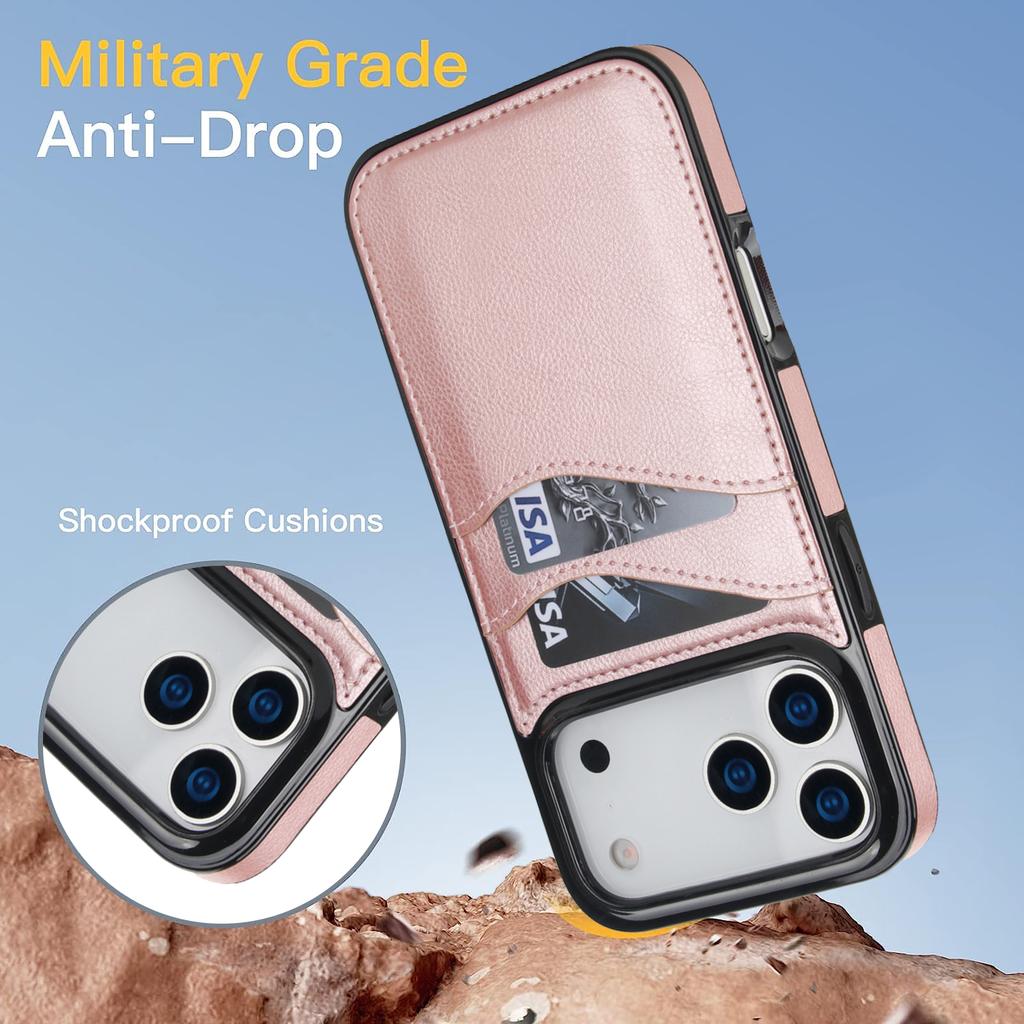 For iPhone 17 Pro Max Case Card Slot Slim-Fit PU + TPU Mobile Cover