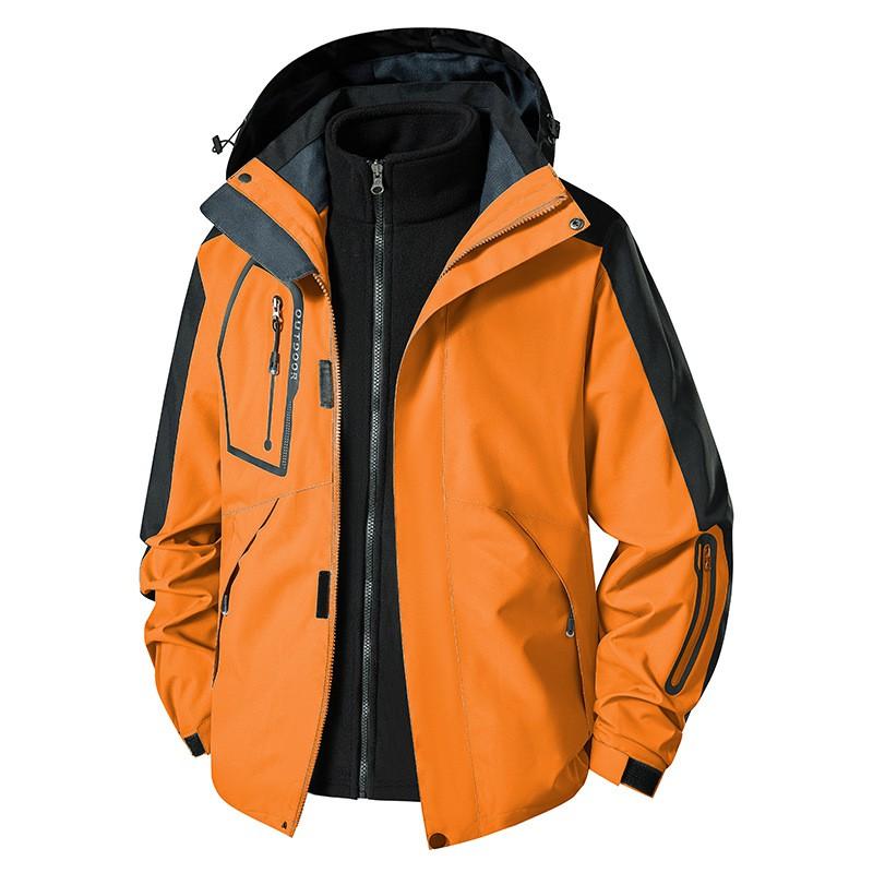 3-in-1 Waterproof Windproof Hiking Jacket With