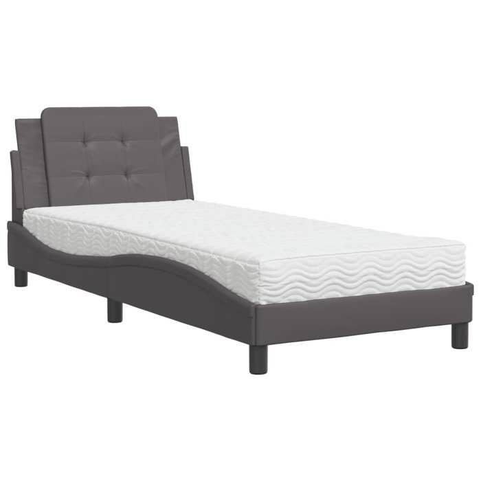 VidaXL Bed with Mattress, Upholstered Bed with Headboard Cushion, Single Bed, Adult Bed, Bedroom Furniture 3208841