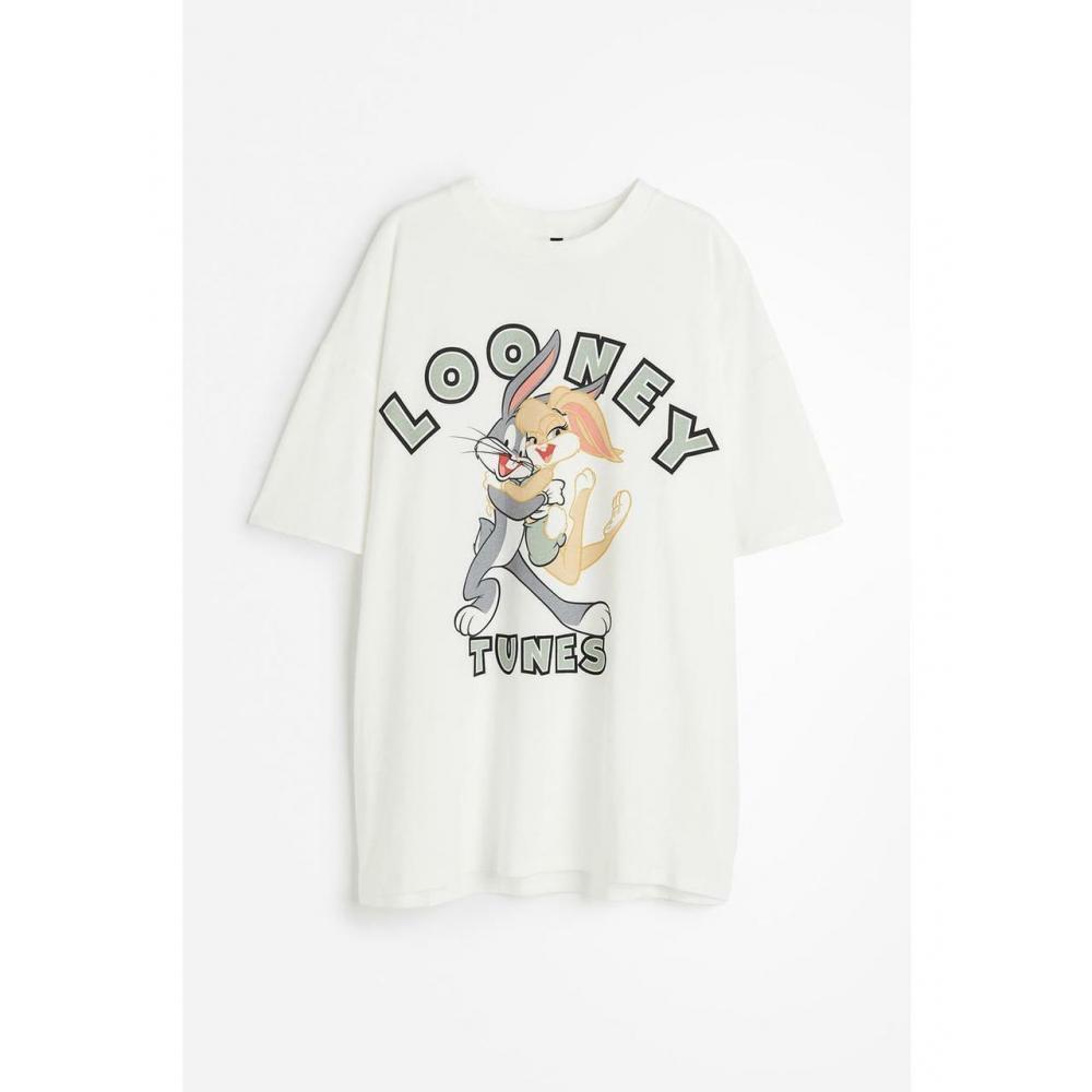 

H M Oversized Print T Shirt White Looney Tunes 1162785032