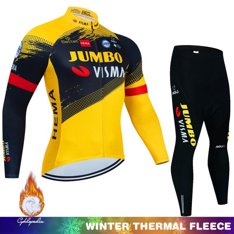 JUMBO Fleece Cycling Bib Set Men Women Warm Winter Bike Jersey Road Mountain Biking