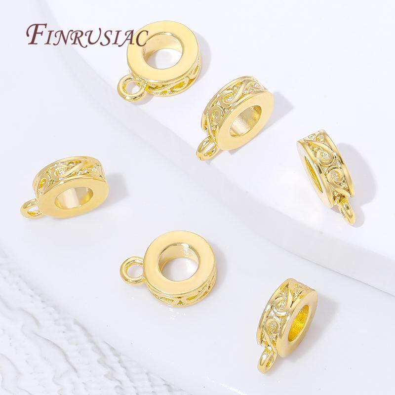 18K Gold Plated Pendant Bail Connectors For Jewelry,Brass Bail Beads Spacer,DIY Necklace Making Accessories,Tube Bail Beads