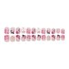 24 Pcs Valentines Day Press On Nail Short Square False Nail 3D Bows Stick On Nail French Tip Artificial Nail