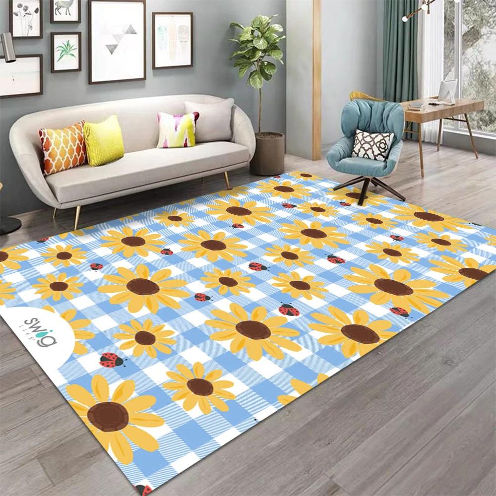 Blumenmuster Fußmatten Teppiche für Wohnzimmer Nordischer Stil Schlafzimmer Wohnzimmer Fußmatte Zuhause Balkon Rutschfest Alfombra