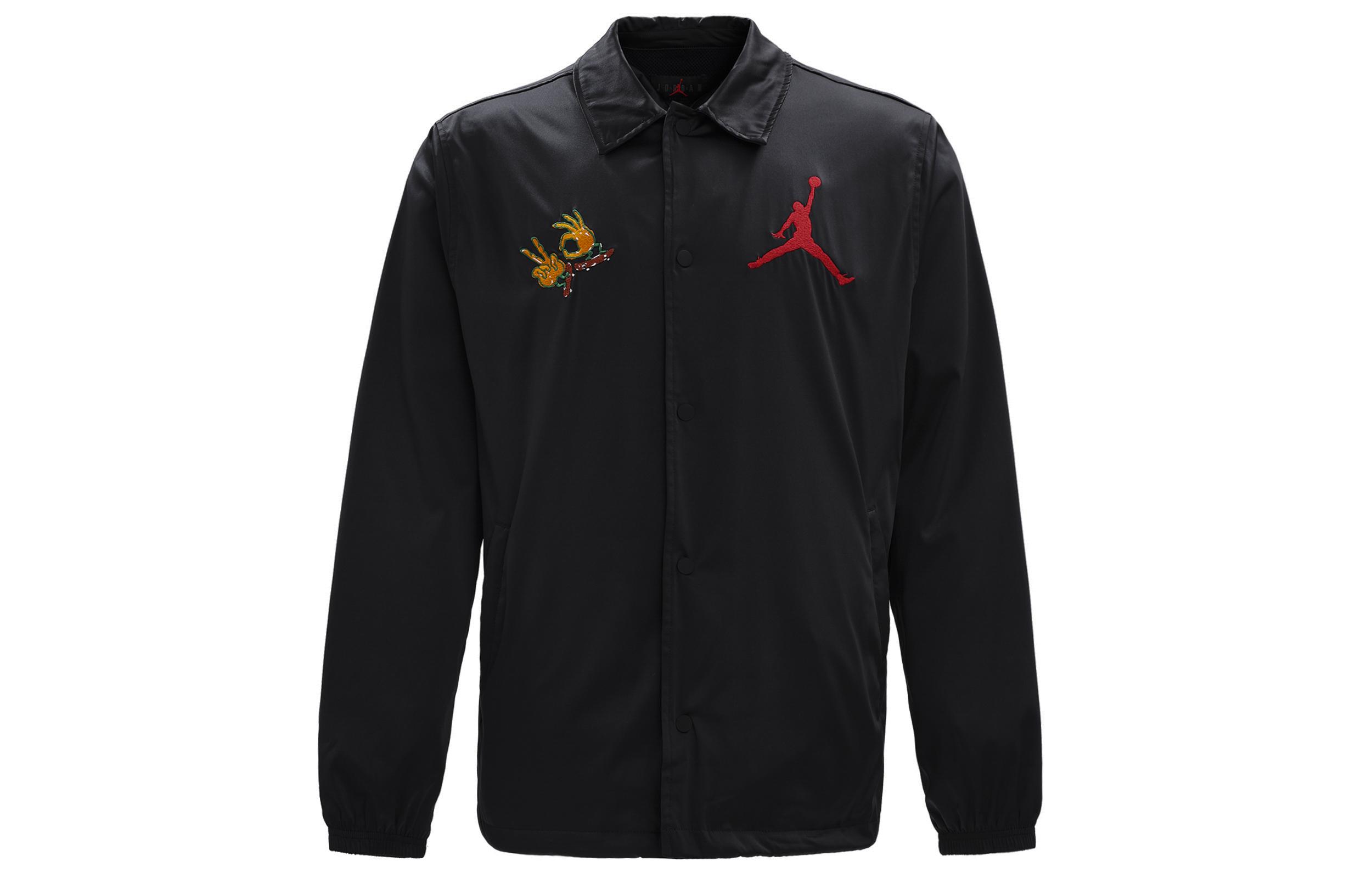 Куртки Jordan Мужские Черные Лацканы Умеренные Другое FJ7709-010 S