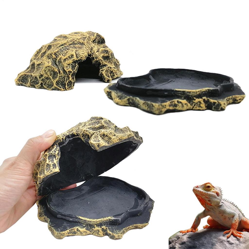 Lizard House Terrarium Resin Fake Rock Bearded Dragon Cave Landscape Basking Area Aquarium Decor Reptile Hiding Caves