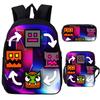 Angry Geometry Dash Cartoon Print Children Backpack 3Pcs Set Boys Girls School Bags Large Capacity Bookbag Back To School Gifts
