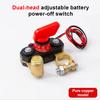 Full Copper Car Battery Disconnect Switch with LED Indicate Light 12-24V Bidirectional Rotating Power Cut Off, Universal Side Post