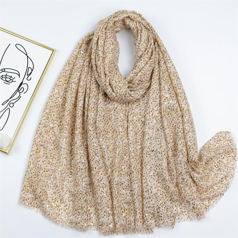 Moda  Espanha Jardim Brilho Floral Franja Viscose Lenço Cachecol Estampa Macio Pashmina Hijabs E Xales Lenços Muçulmano Lenço