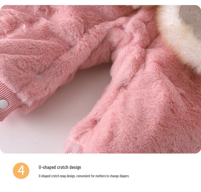 Infant Pink Flannel Two-Piece Hanfu-Style Winter Coat