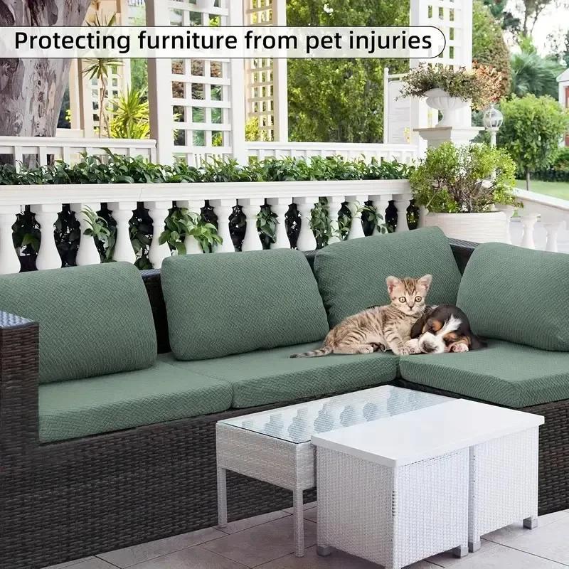 Outdoor Stretch Patio Sofa Cushion Covers Protector Stretch Removable Sofa Slipcover for Bedroom Office Living Room Home