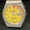 JAPAN VINTAGE SEIKO 5 AUTOMATIC MENS YELLOW COLOR DIAL WATCH A701217-5 R206a-a701217