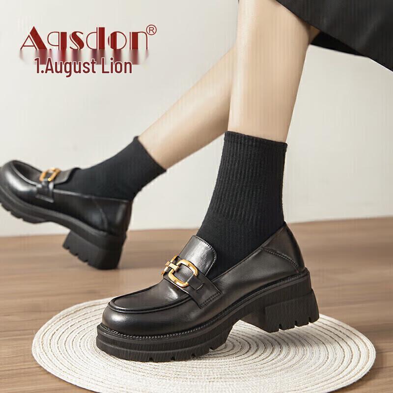 Agsdon Women s Chunky Heel Loafers 38