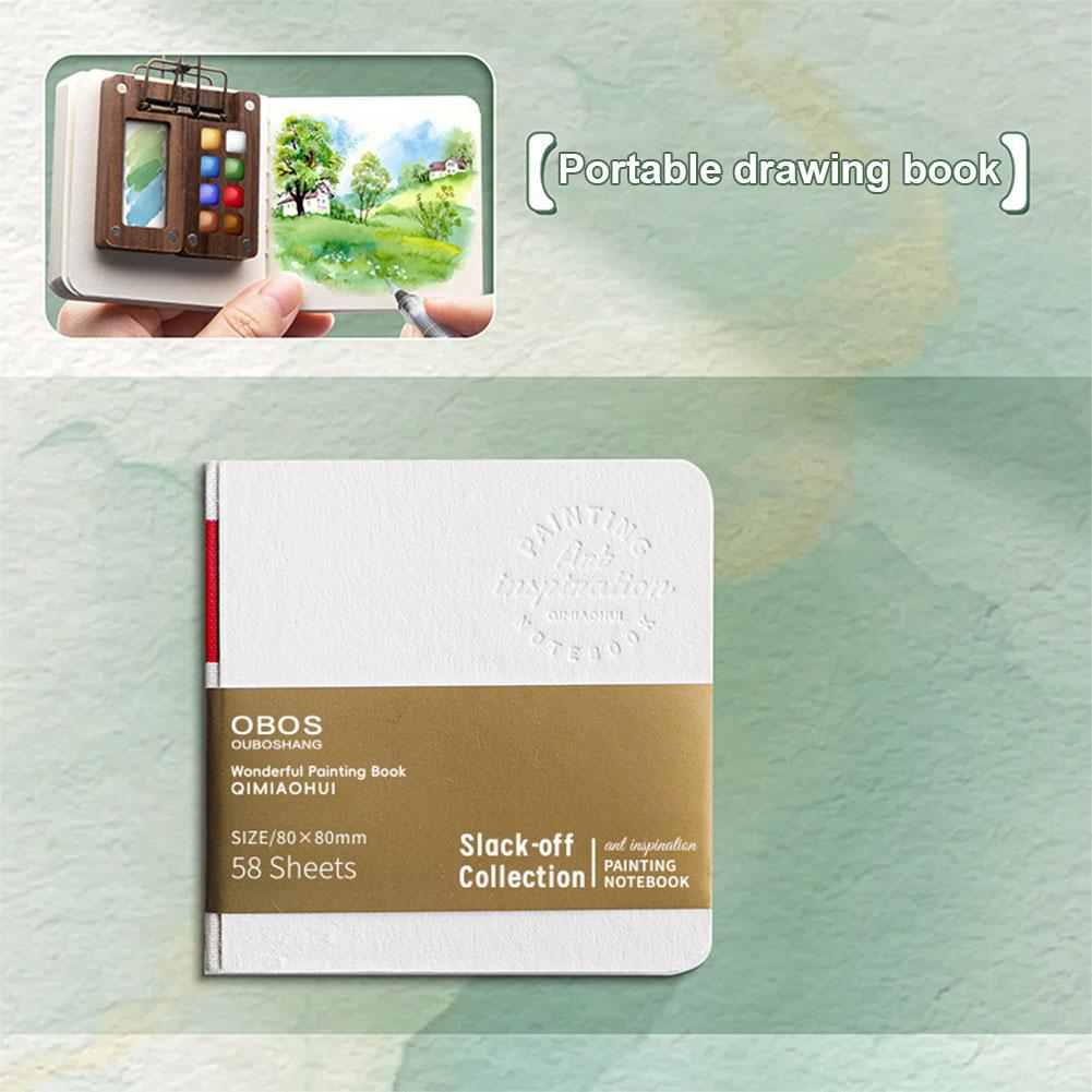 Tragbares Reise-Aquarellfarben-Paletten-Set Super Mini Taschen-Künstler-Aquarell-Sets Walnuss-Farbkasten Skizzenbuch Kunstbedarf