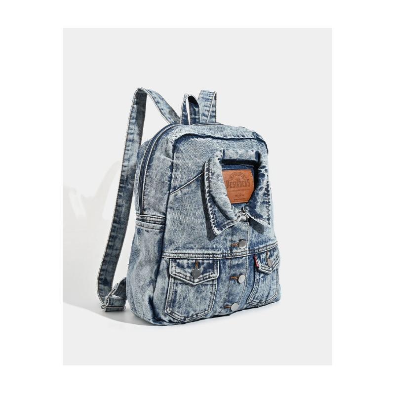 Washed Cowboy Large Capacity Backpack Fashion Retro Large Capacity Cowboy Shoulder Bag Commuter Bag