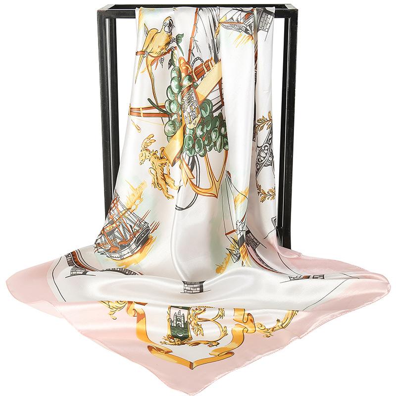 Chinese Style 90 * 90Cm Large Square Scarf Simulation Silk Scarf Scarf Shawl