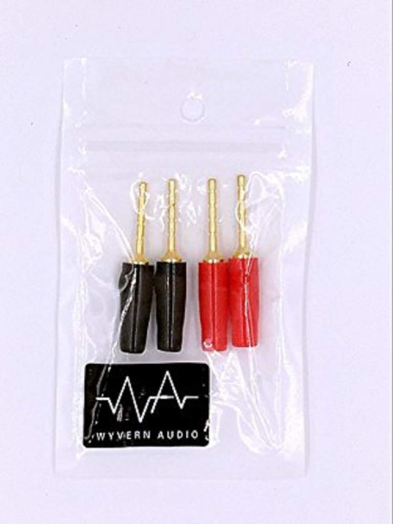 Klinkenstecker Set AUDIO Kleiner Lautsprecheranschluss Klinkenstecker Innen Gold mit Gerade - 4WYVERN Druckstecker, Set, 3,18 mm Durchmesser, Vergoldet, Kappen!