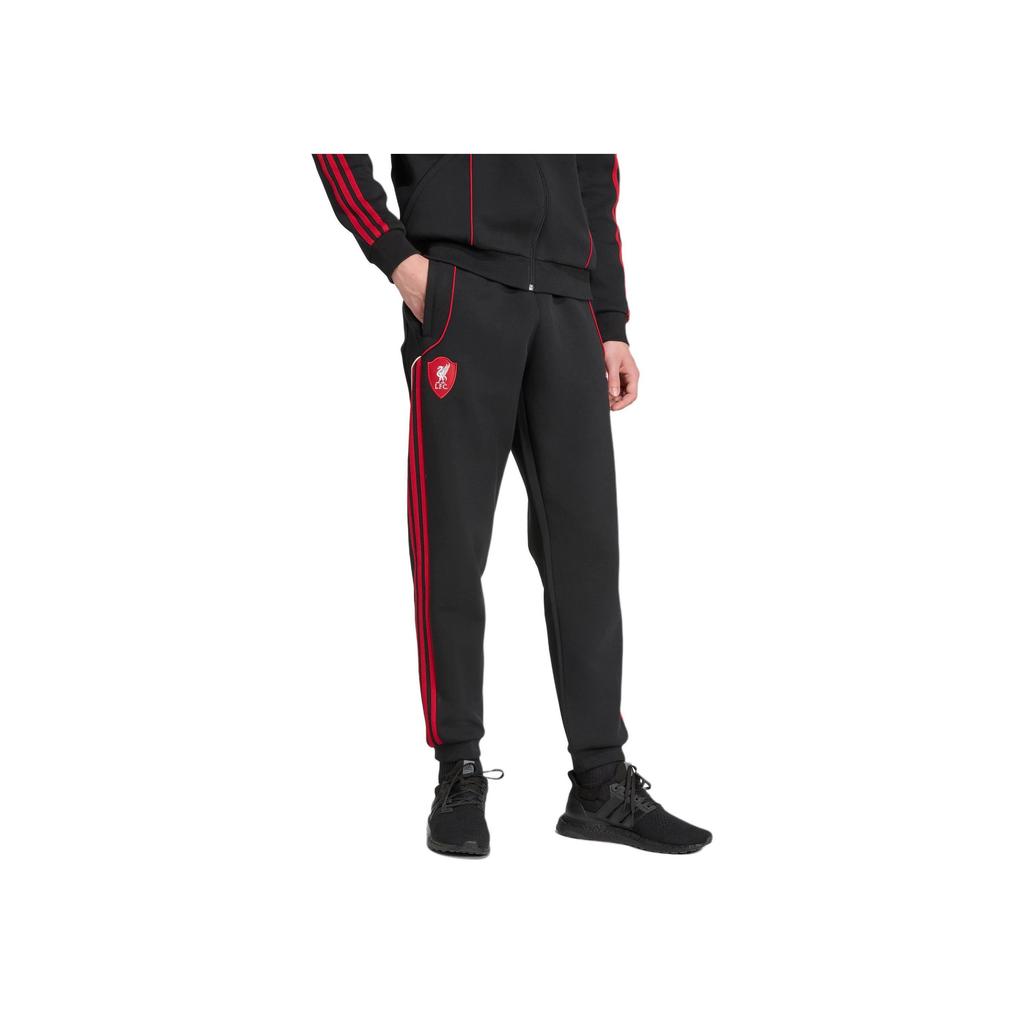 adidas X Kolaboracja Liverpool FC FW25 Spodnie Dzianinowe Doubleknit Modne Wygodne Miękkie Przyjazne dla Skóry Spodnie Sportowe Dzianinowe w Paski Spodnie Męskie JW7900