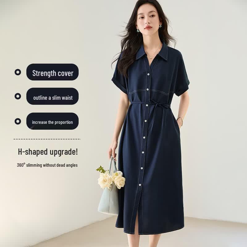Women's Loose Fit Lapel Shirt Dress