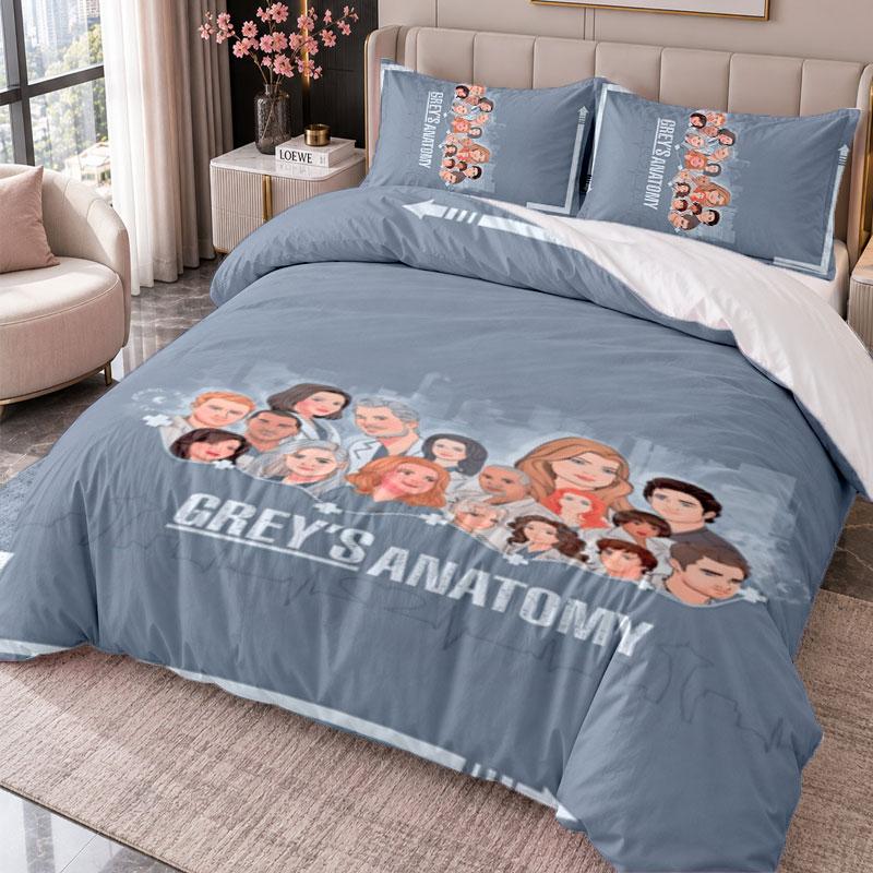 Greys Anatomy 3Pcs Bedding Set Duvet Cover With Two Pillowcases For Bedroom Home Decoration