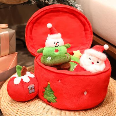 Non-Toxic Christmas Gift Box Series Plush Snowman Tree Toy Fruit Doll Stocking Soft Gift