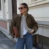 Women's Autumn Winter New Arrivals Leather-Trim Retro Motorcycle Short Jacket Coat