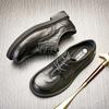 Lederschuhe Herren Trend Britische Low-Top Freizeitschuhe Business Runde Zehe Vielseitige Schwarze Mode Lederschuhe Weichsohlige Herrenschuhe