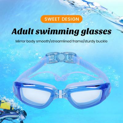 Adults Swim Goggles with Earplug Men Women Waterproof No Leakage Anti-Fog Clear Lens Goggles Scuba Diving Snorkeling Equipment