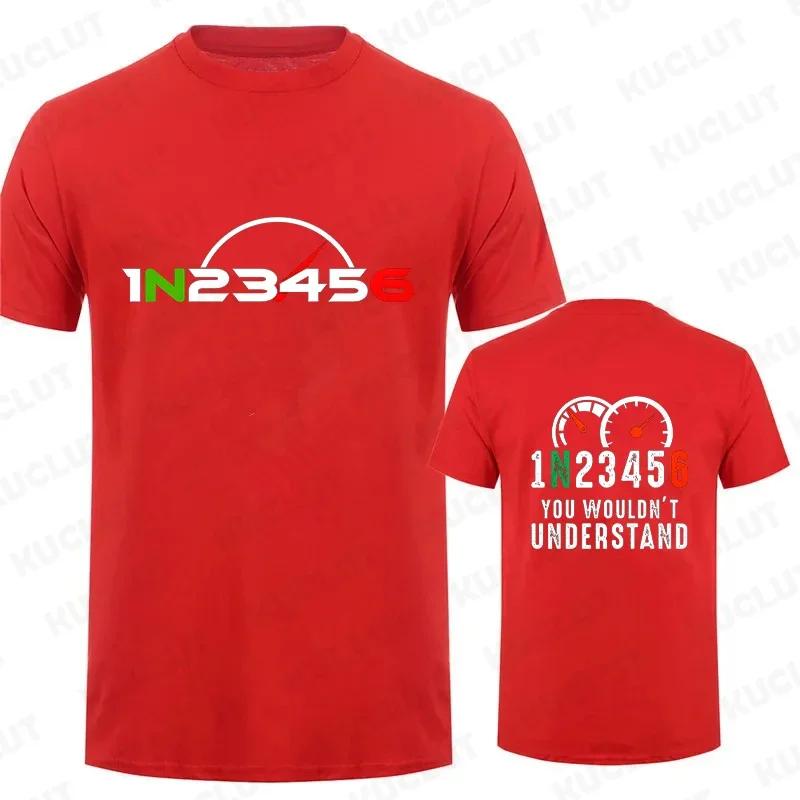 Casual Men T-Shirt Summer Short Sleeve Tees Shirt 1N23456 Motorcycle Gear Shift Biker Print Tops Fashion Men Street Clothing