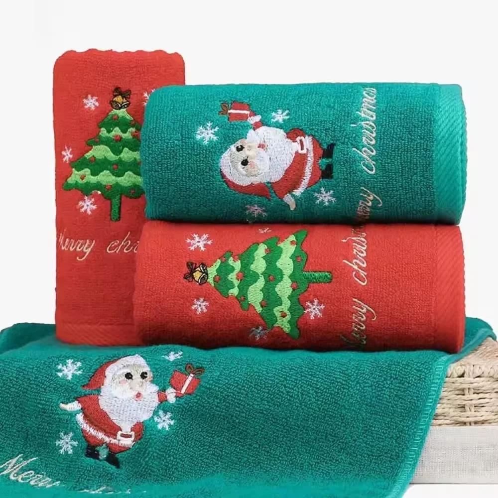 New Xmas Gift Box Towel Christmas Decor Red Santa Claus New Year Gift Home Bathroom Washing Hand Face Towel Cloth Man Woman