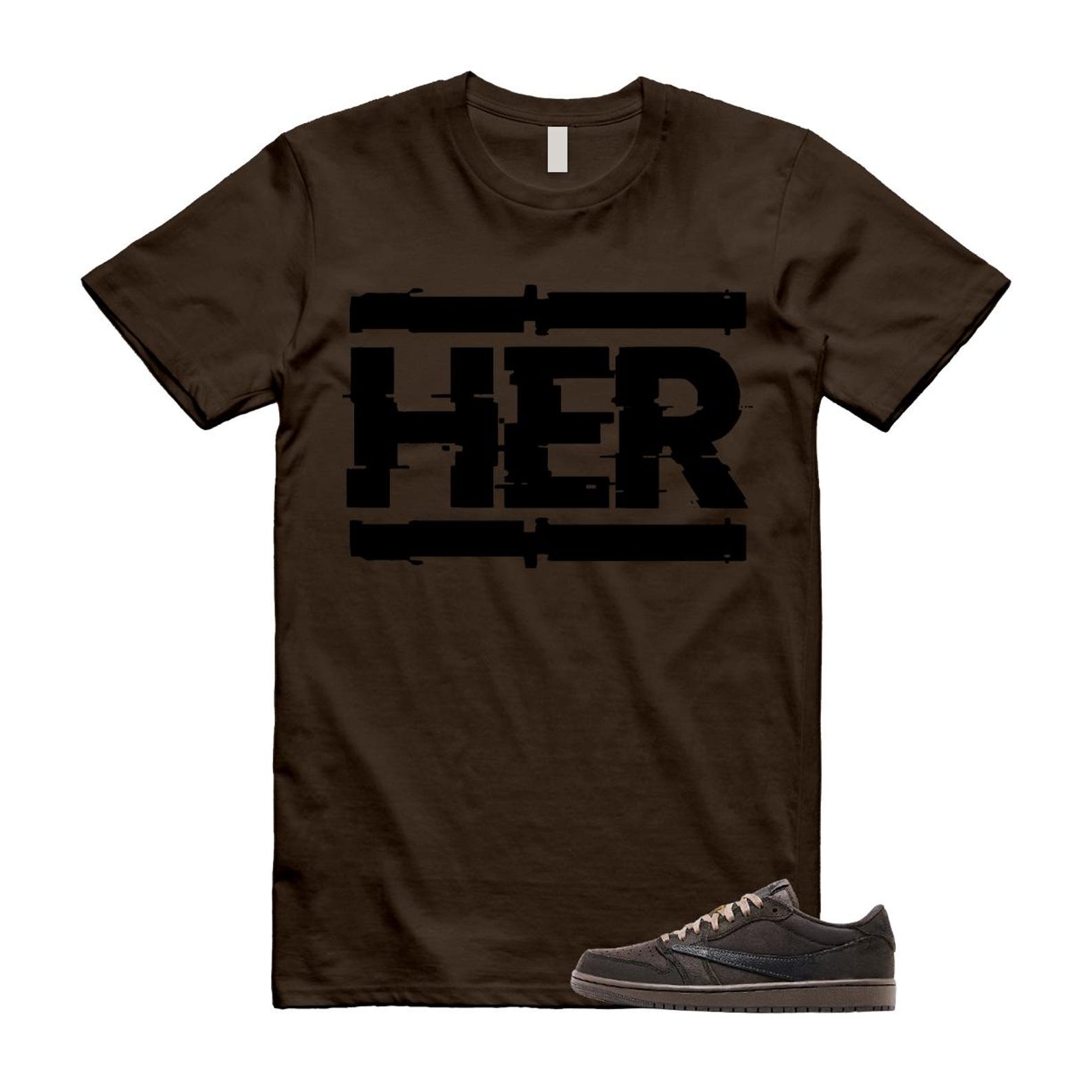 1 Velvet Brown Dark Mocha Black Travis Low OG SP T Shirt Match HER XL