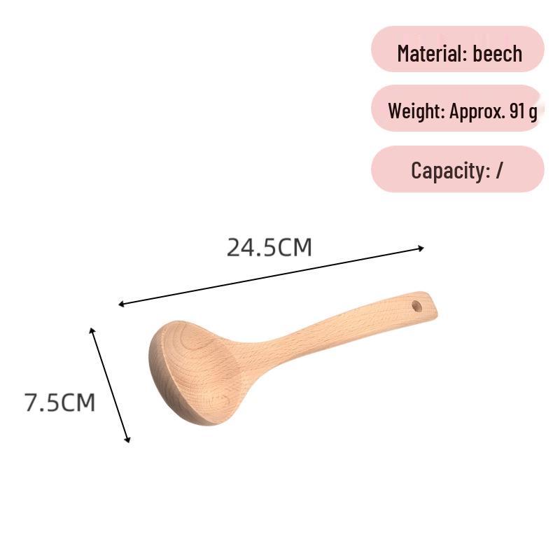 Japanese Beech Wood Spatula: Unpainted, Unwaxed, Non-stick, Long Handle