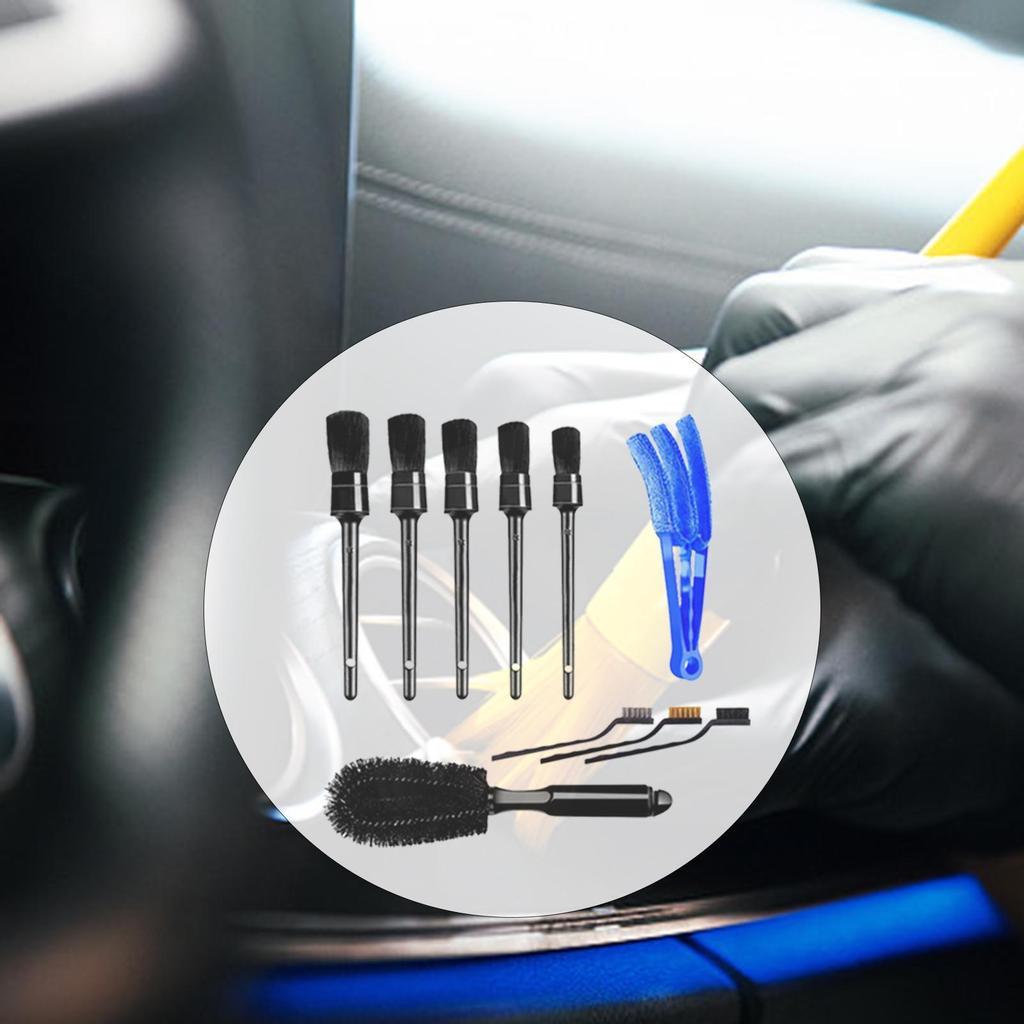 10pcs Car Detailing Brush Set Car Cleaning Brushes Sponges Towels for Car Air Vents Rim Cleaning Dirt Dust Clean Wash Tool