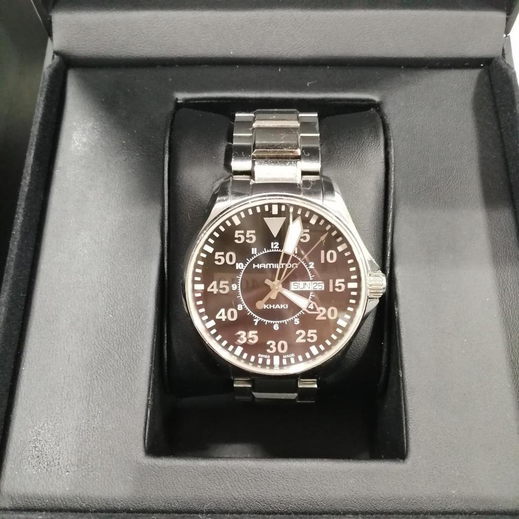 Used HAMILTON H64611135 Silver X Black Khaki Aviation Quartz