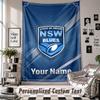 Wall Hanging Tapestry With Custom Name & Text, NSW Blues Logo Decorative Tapestry For Bedroom