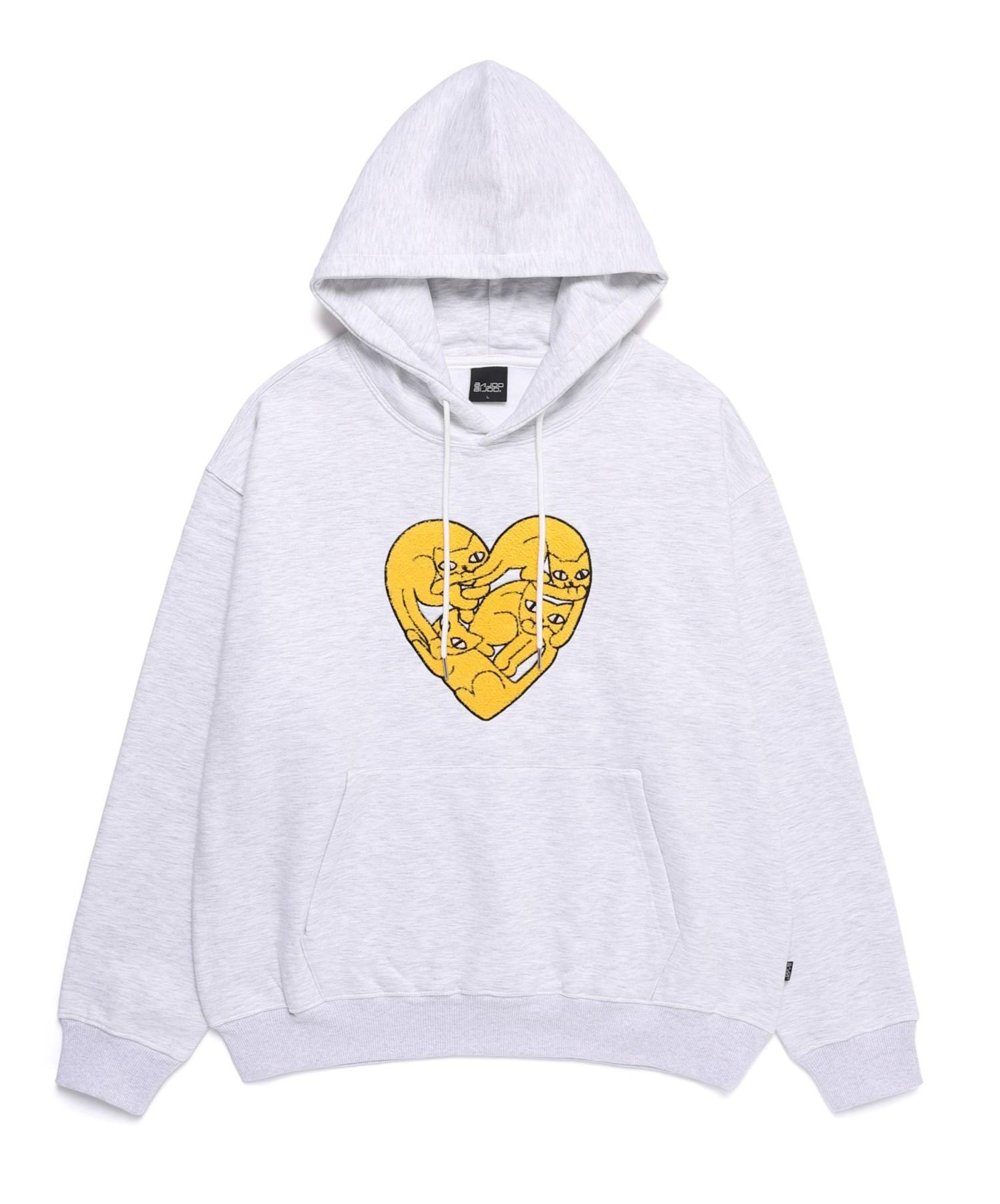 Bajubiju Heart Cat Hoodie [Melange Grey] M
