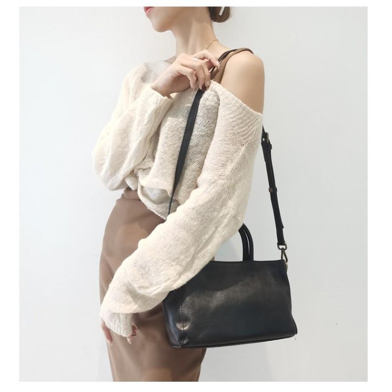 Vegetable Tanned Leather Women's Bag New Simple All-matching Genuine Handbag Commuting Tote Single Shoulder Diagonal