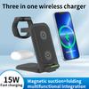 3 In 1 Foldable Wireless Charger Stand For iPhone 16 15 14 13 12 IWatch 1-9 AirPods 3/2 Fast Charging Station Phone Mount Holder
