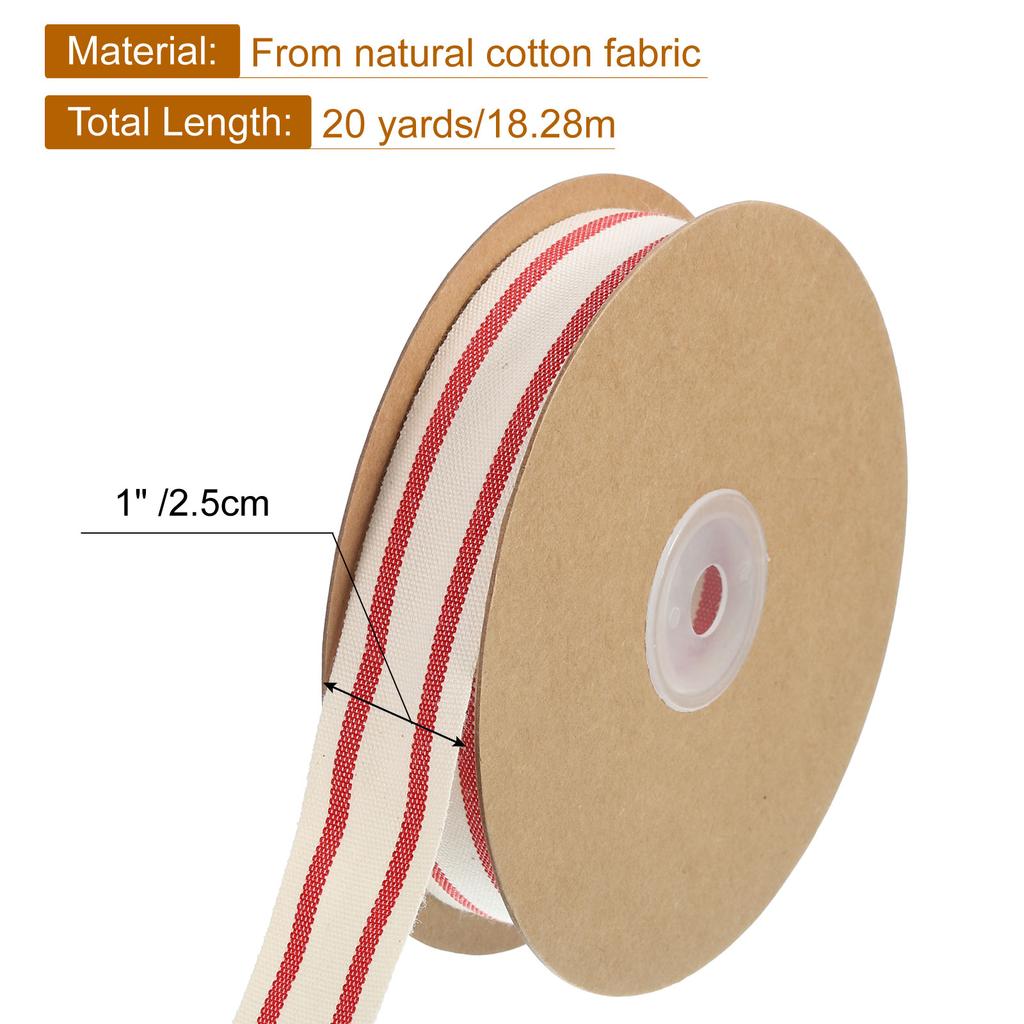 Natürliches Baumwollstreifenband Doppelseitiges Streifen-Baumwollband Natürlich mit Schwarzem Ripsband für Geschenkverpackung DIY-Bastelarbeiten